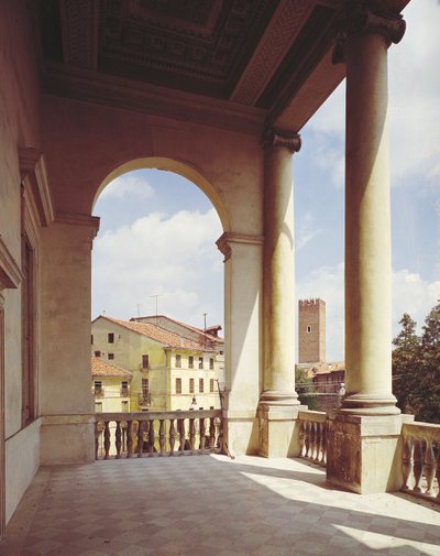Detail der Galerie der Hauptfassade, ca. 1550 von Andrea Palladio
